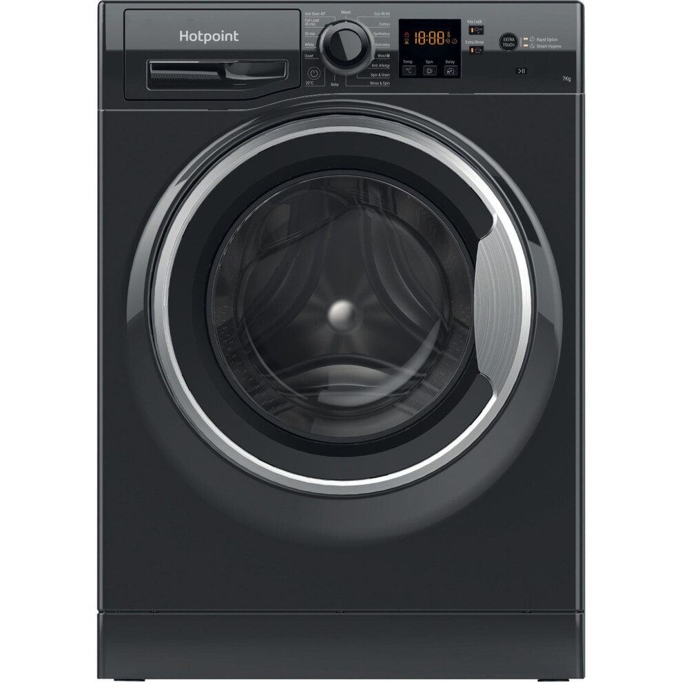 Hotpoint NSWM743UBSUKN 7Kg Washing Machine with 1400 rpm - Black 